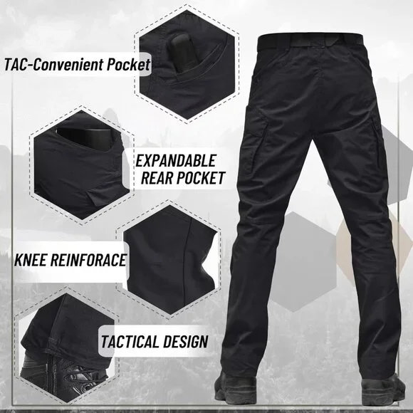 Men's 9-Pocket Tactical Cargo Pants - Durable Water-Resistant & Flexible Design